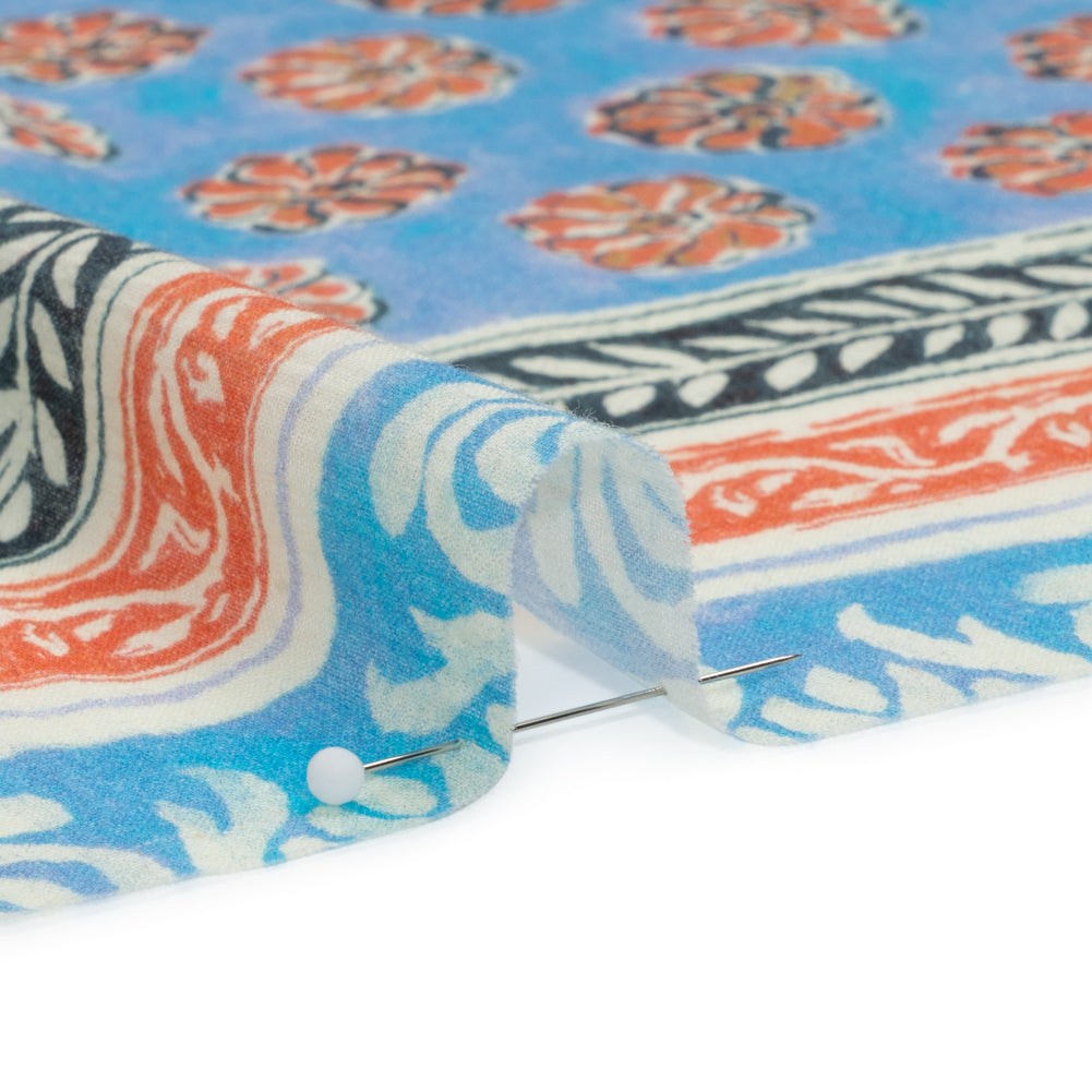 Crinkled Cotton Gauzy Woven Panel - Sky Blue and Coral Floral Patchwork - Mood Exclusive Oued Fes - Joann Fabrics