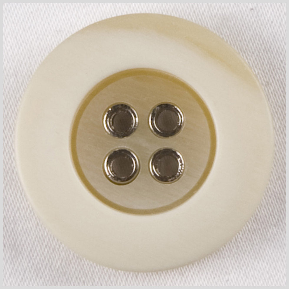 Plastic 4-Hole Button wiht Metal Hole Rims - 36L/23mm - Beige and Cream Wide Rim - Joann Fabrics