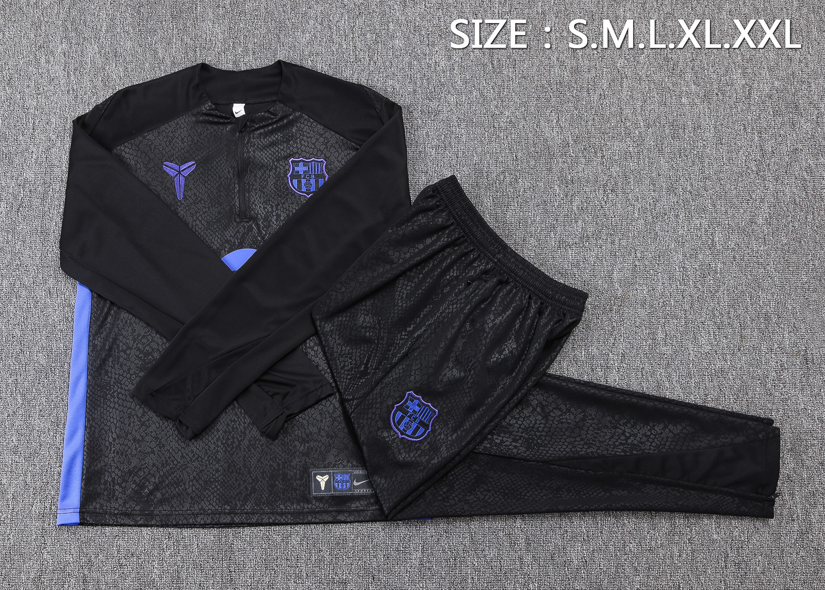 2025/2026 Barcelona Half-Pull Training Suit Black joint edition Jersey Set 01