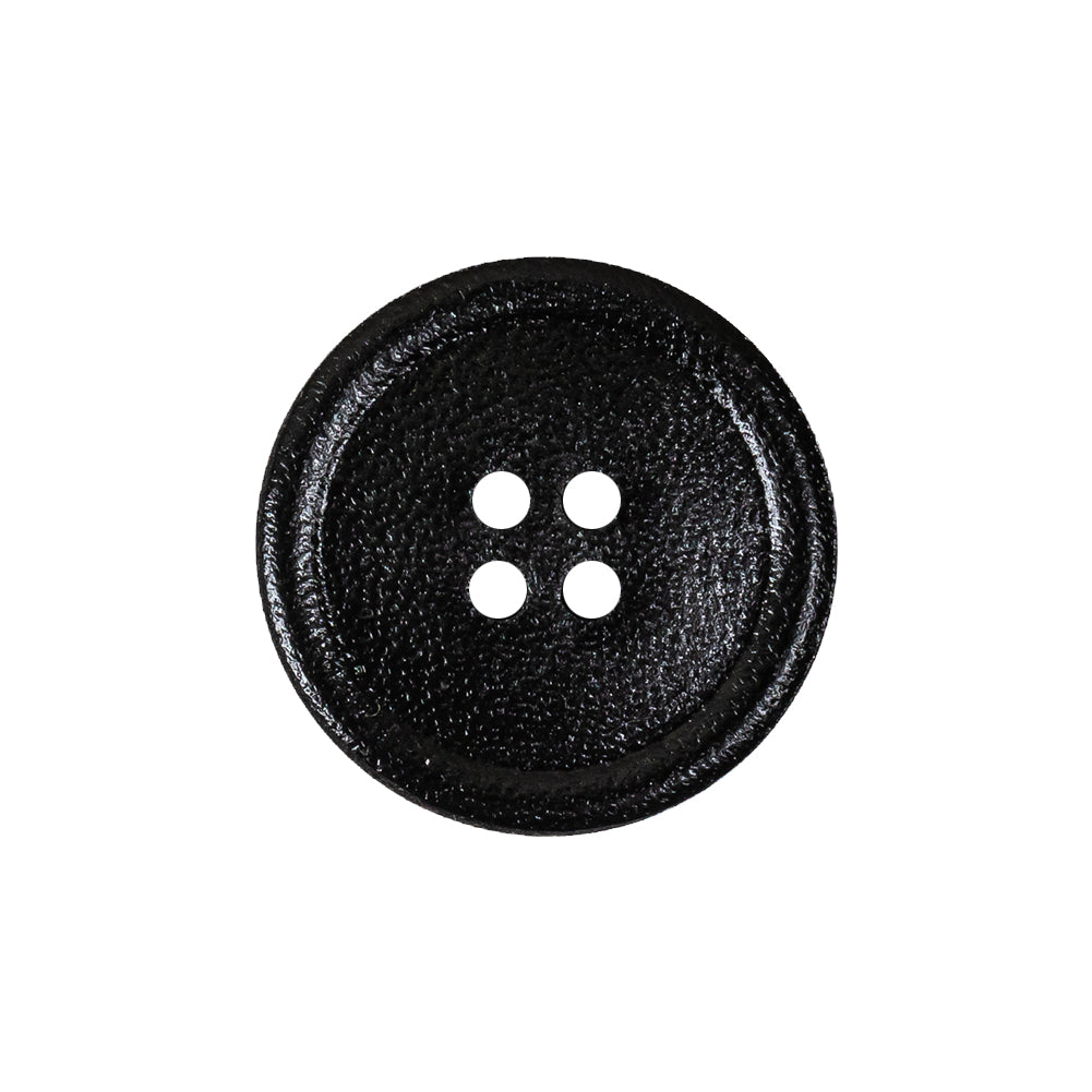 Italian Black Low Convex 4-Hole Leather Button - 36L/23mm - Joann Fabrics