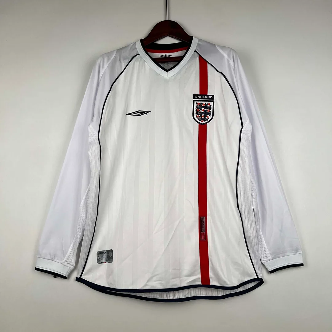 2002 Retro England Home Jersey Long Sleeve