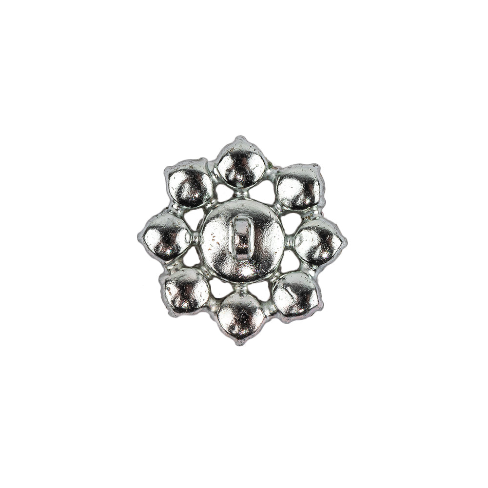 Vintage Swarovski Crystal Rhinestones and Silver Metal Floral Shank Back Button - 30L/19mm - Joann Fabrics