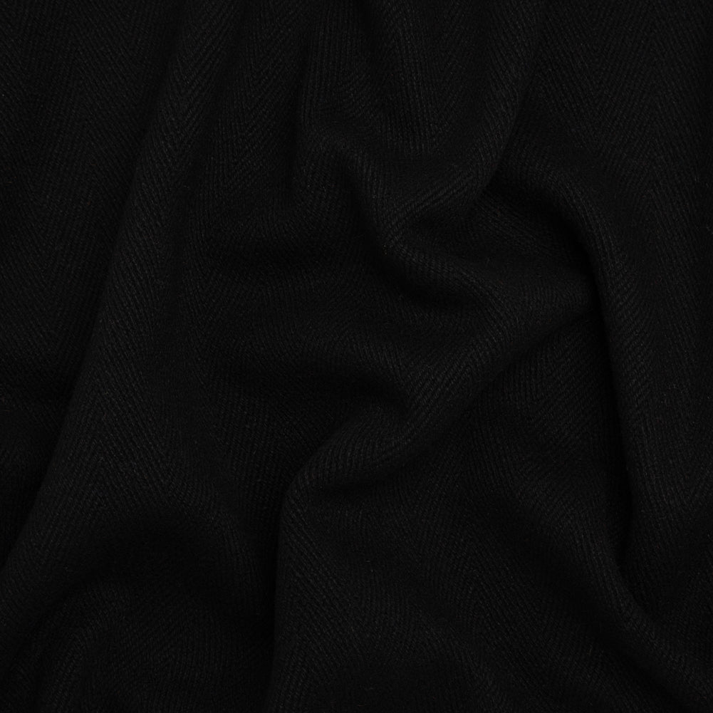 Heavy Wool Twill Coating - Black Herringbone - Deadstock - Joann Fabrics