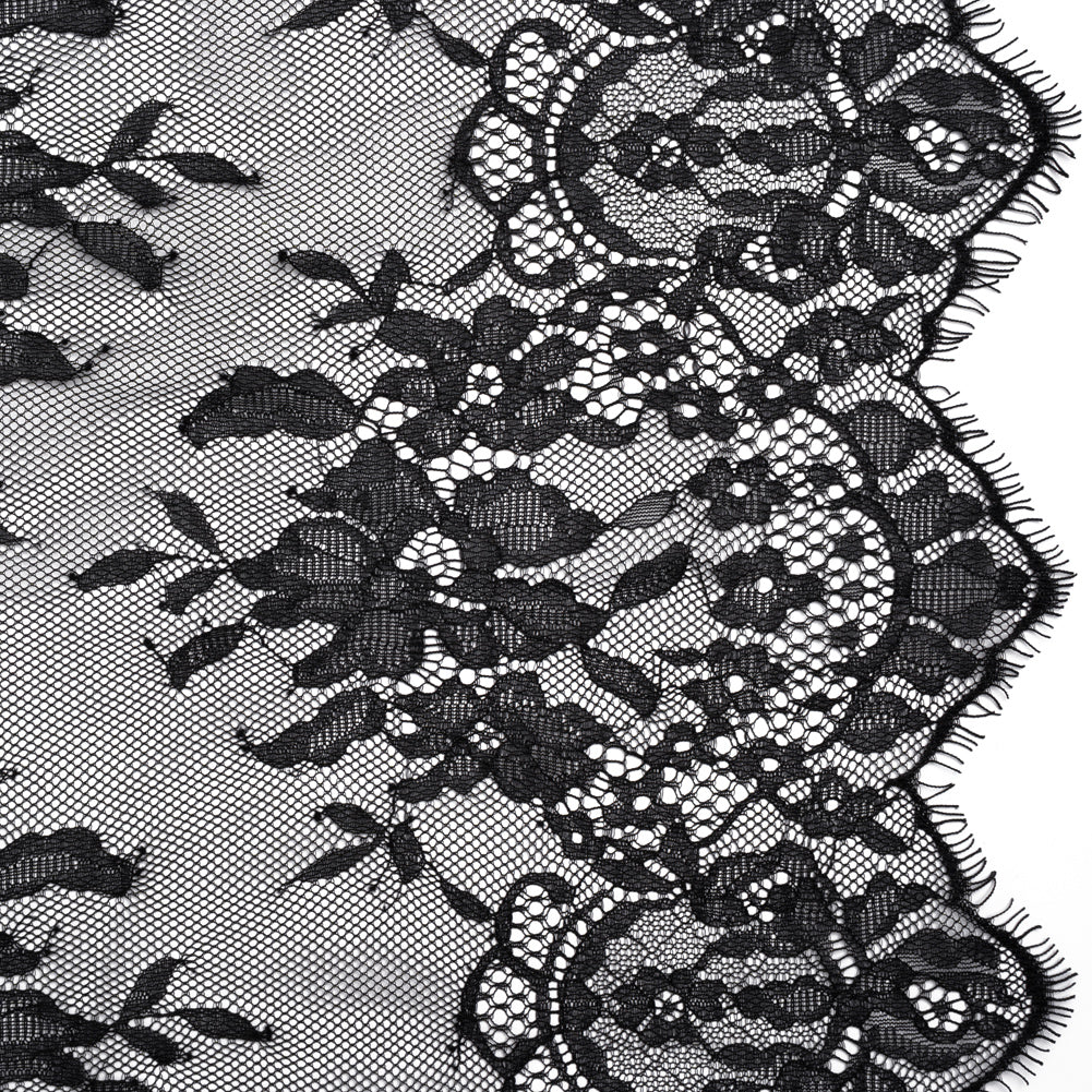 Chantilly Lace with Finished Scalloped Edges - Black Fancy Florals - Joann Fabrics