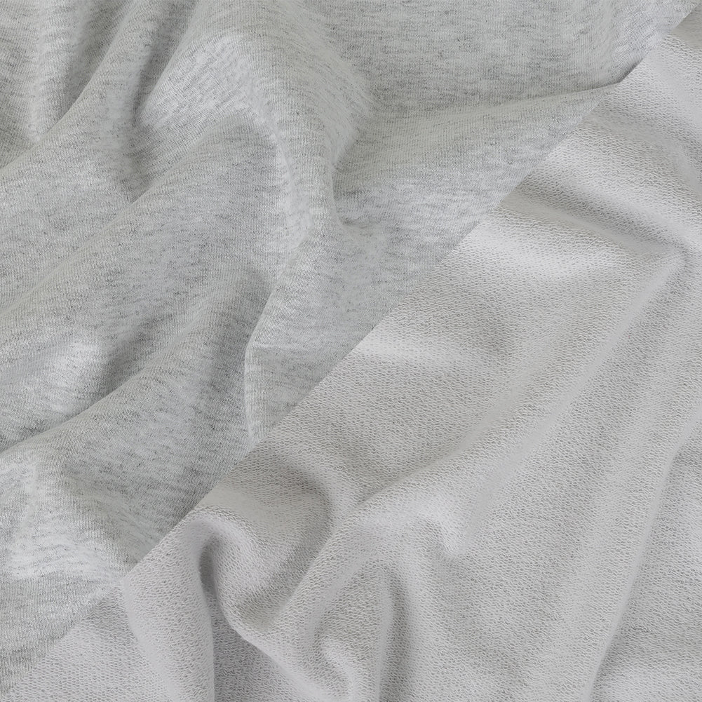 Cotton French Terry Knit - Heathered Light Gray and White - Elida Collection - Joann Fabrics