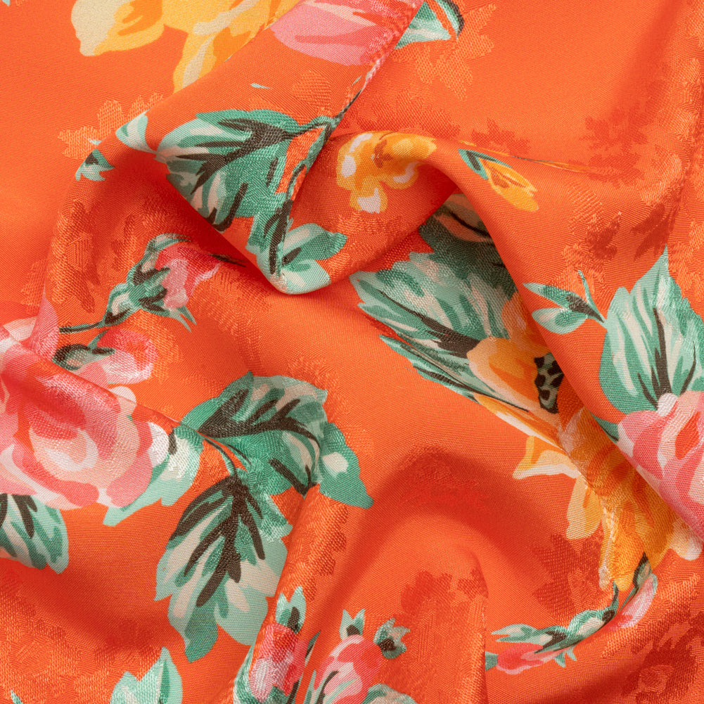 Floral Viscose Jacquard Print - Orange Floral - Mood Exclusive Downright Dalloway - Joann Fabrics