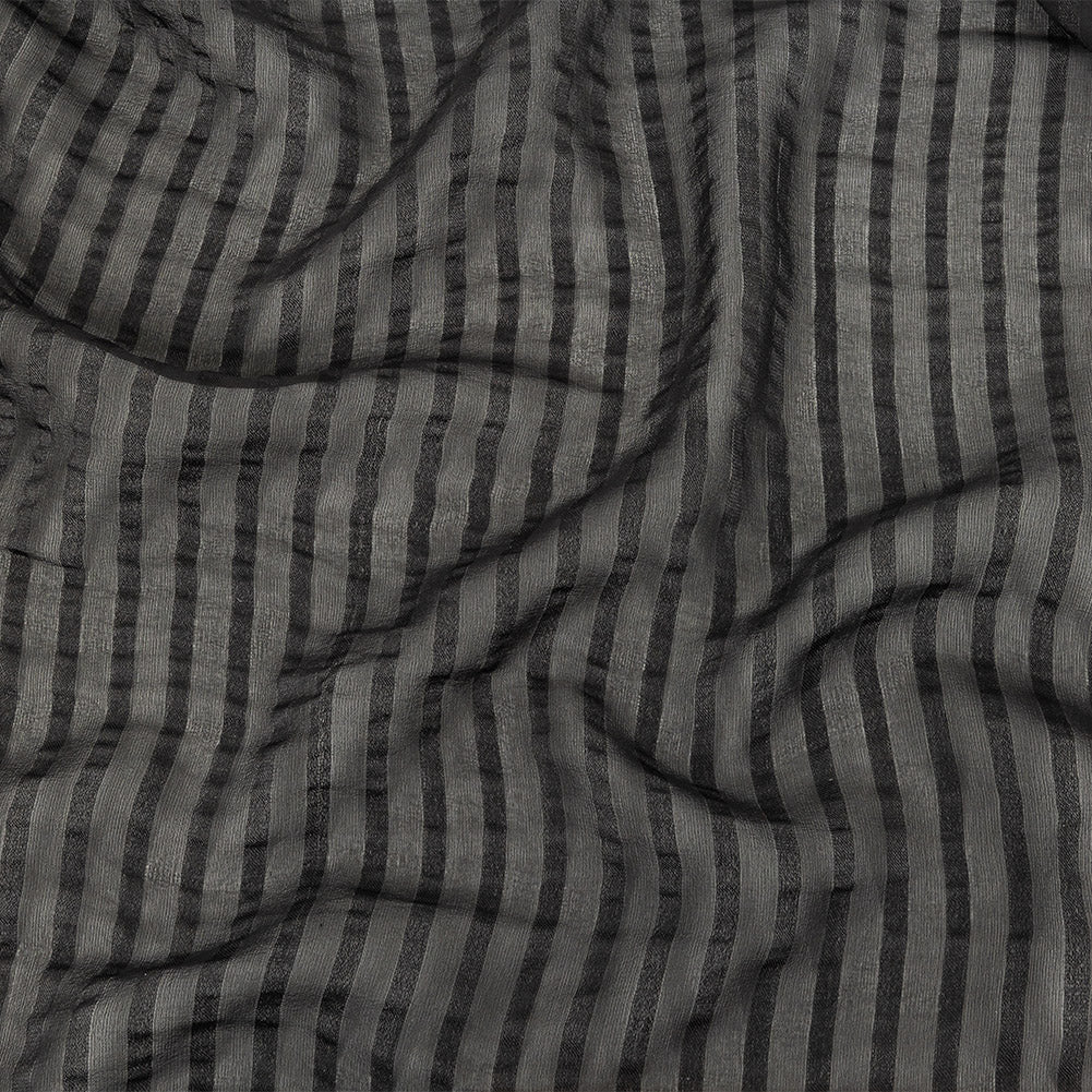 Famous Australian Designer Black Silk Georgette with Twill Stripes - Joann Fabrics