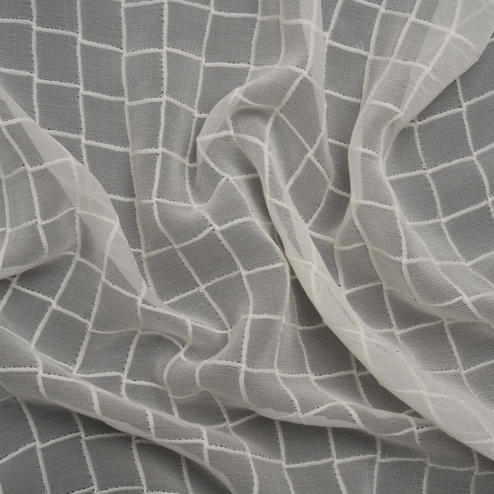 Famous Australian Designer Cream Pintuck Grid Silk Georgette - Joann Fabrics