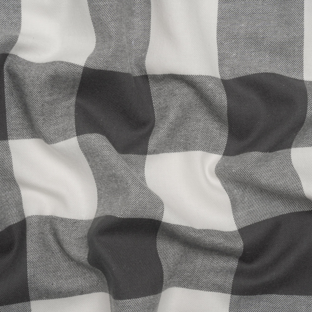Lightweight Cotton Twill - Off White and Charcoal Gray Buffalo Check - Deadstock - Joann Fabrics
