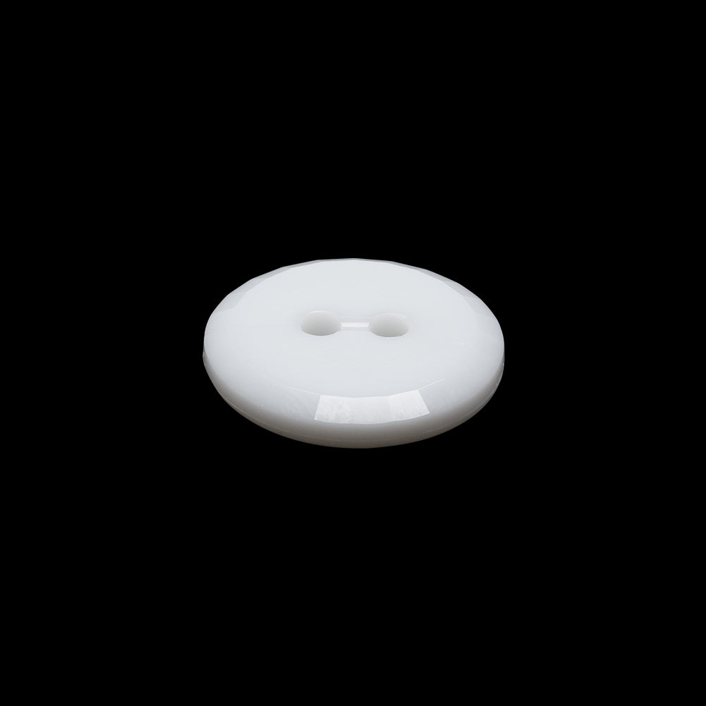 Flat Plastic 2-Hole Button - White Faceted Rim - 28L/18mm - Joann Fabrics
