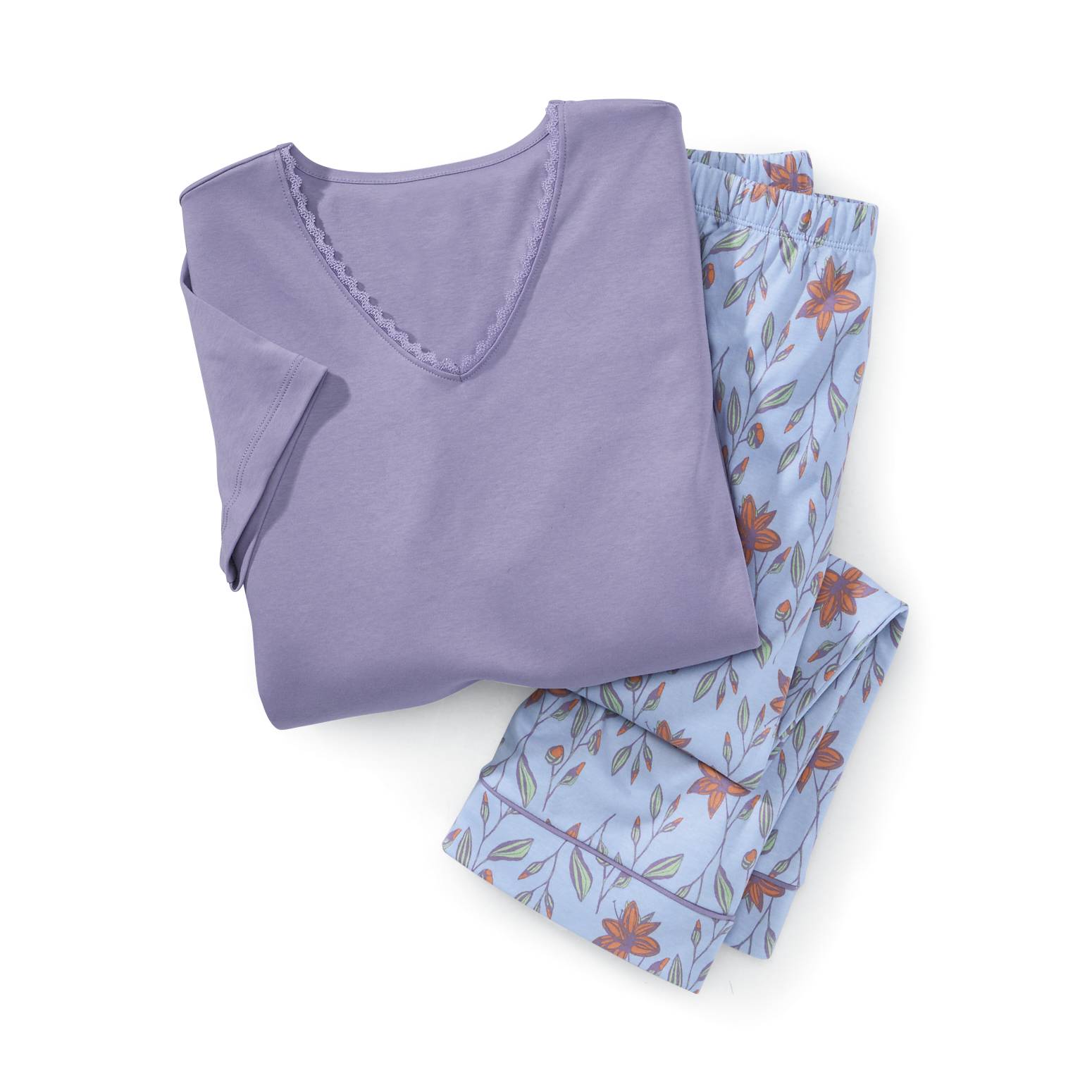 Peruvian Cotton Tiger Lily Capri PJ Set, Short-Sleeve Top, Print - Northstyle Catalog