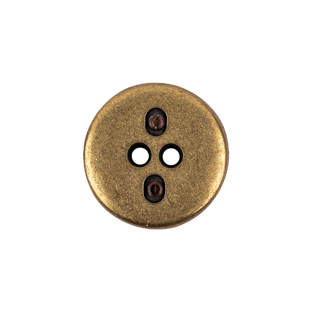 Italian Seal Brown and Brass Metal and Leatherette Button - 32L/20mm - Joann Fabrics