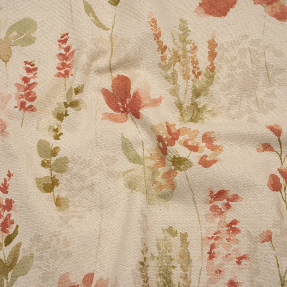 Printed Cotton Canvas - Berry Watercolor Blooms - British Imported - Joann Fabrics