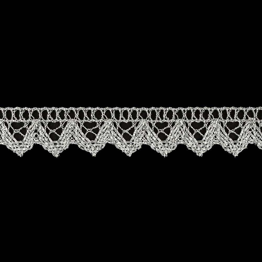 Silver Lurex Geometric Scalloped Lace Trimming - 0.625