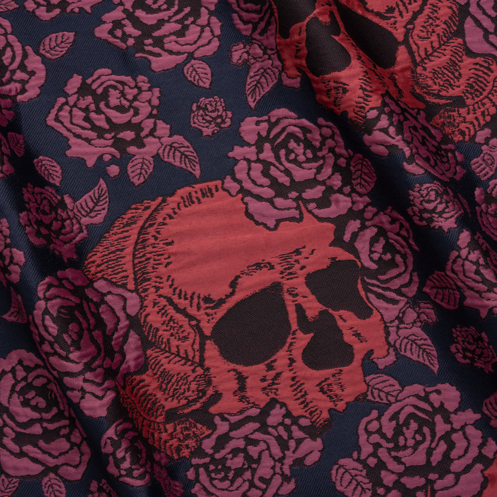 Floral and Skull Brocade - Navy, Red and Magenta - Mood Exclusive - Joann Fabrics