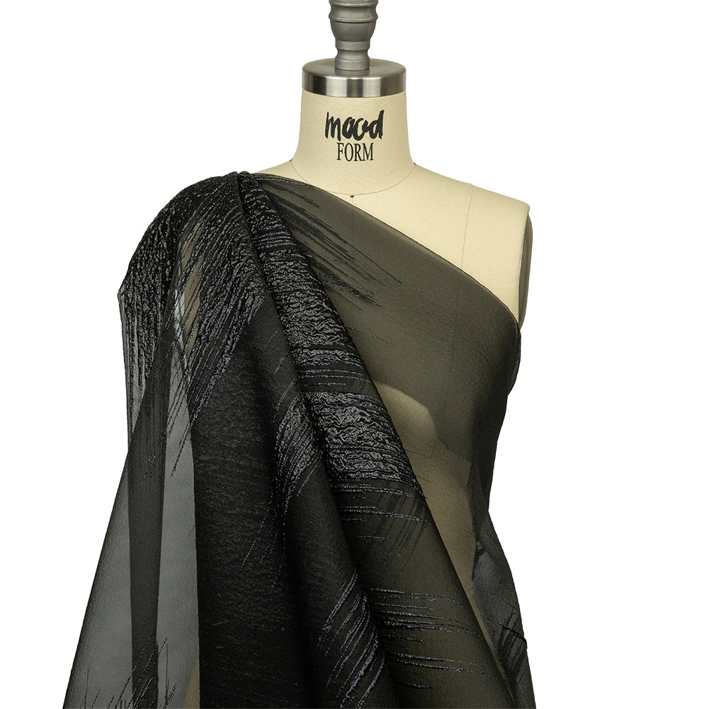 Metallic Black Sleek Streaks Luxury Burnout Brocade - Joann Fabrics