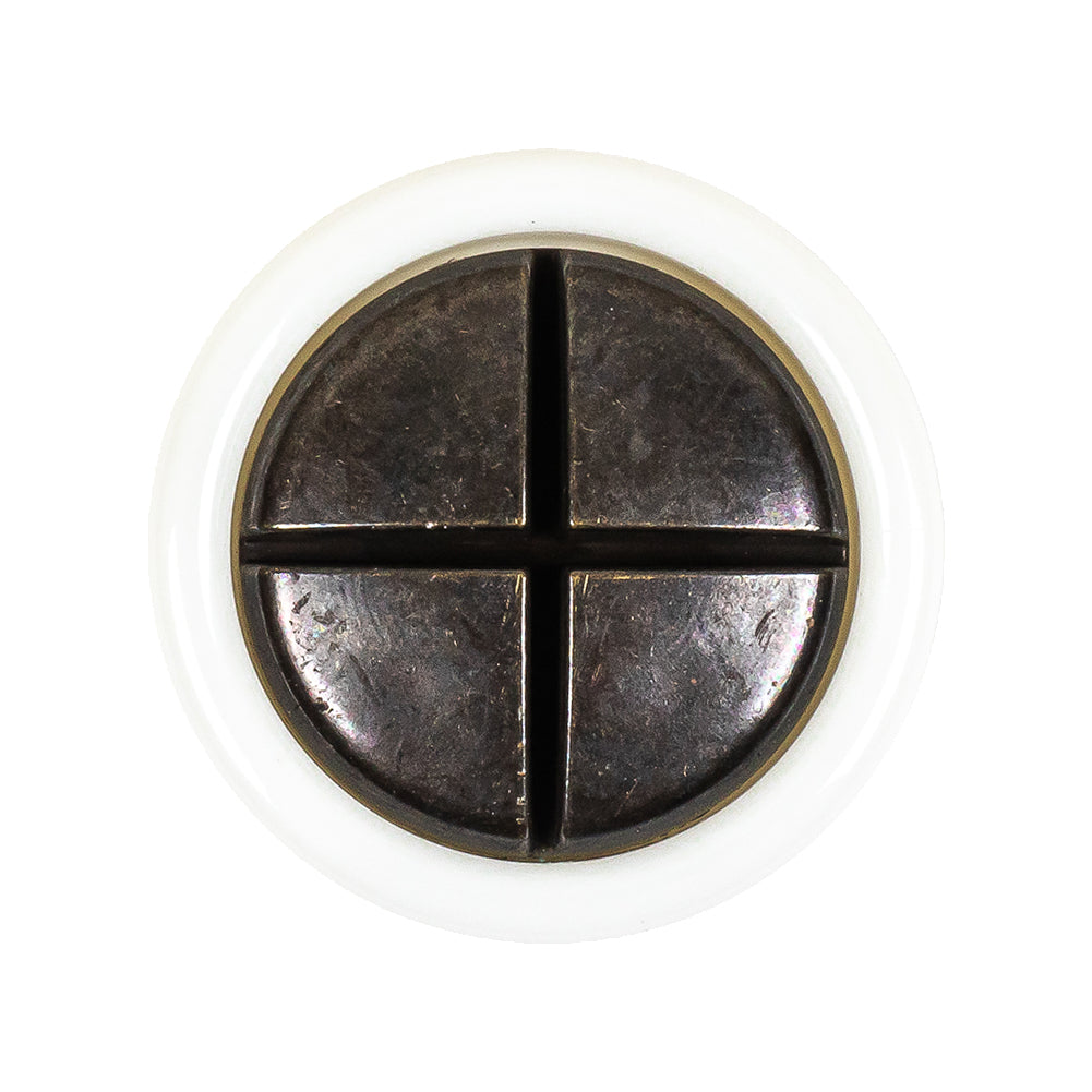 Italian White and Antique Bronze Plus Sign Plastic Shank Back Button - 44L/28mm - Joann Fabrics