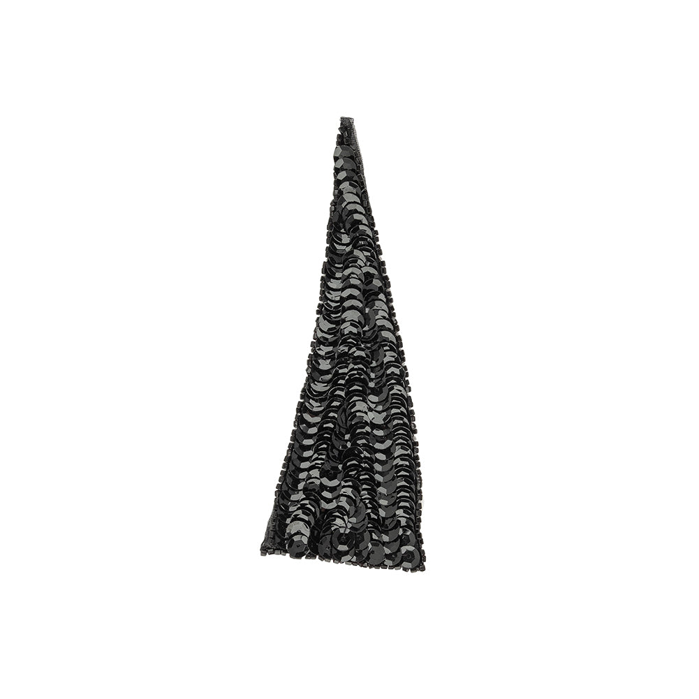 Vintage Black Sequins and Beads Triangle Applique - 4.875