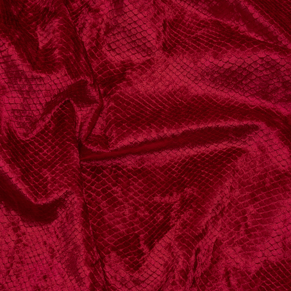 Snakeskin Embossed Polyester Crushed Velvet - Red - Mireia Collection - Joann Fabrics