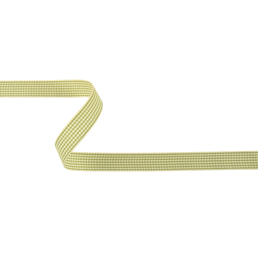 Lime and Cream Houndstooth Check Woven Ribbon - 0.625