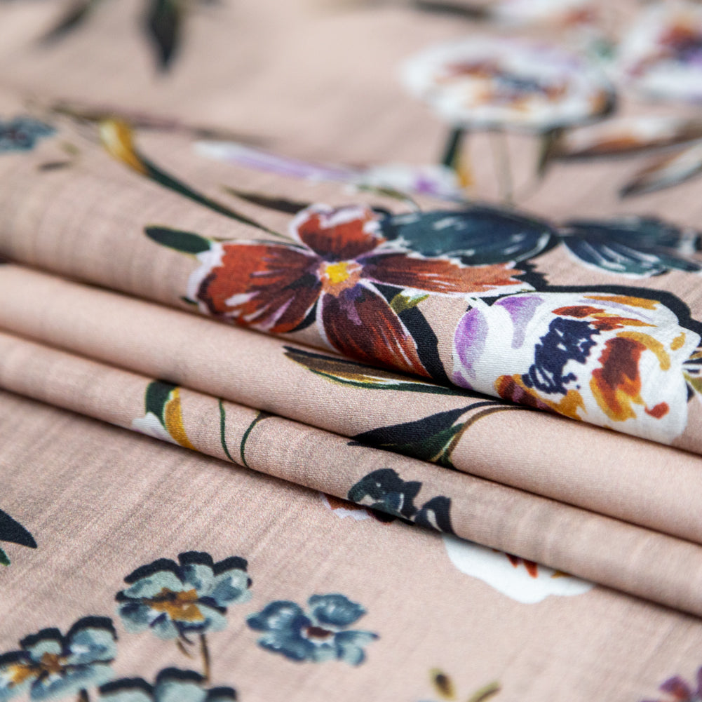 Stretch Cotton Sateen - Beige Floral - New Americana Print - Mood Exclusive Harvest Collection - Joann Fabrics
