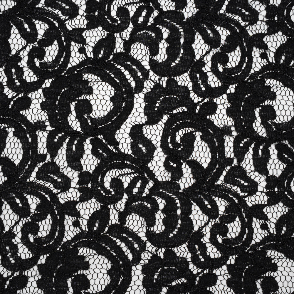 Corded Cotton and Polyester Lace - Black Floral - Designer Deadstock - Joann Fabrics