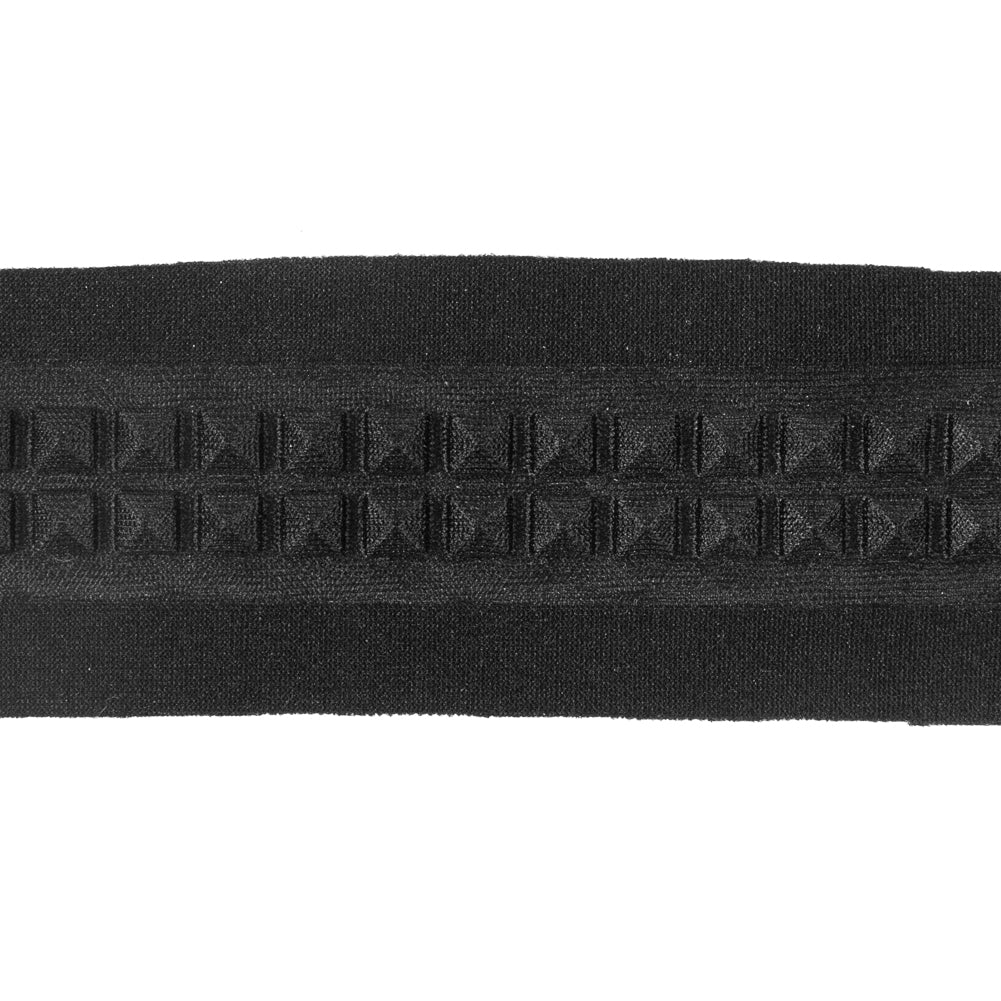 Italian Black Stud Embossed Double Knit Trim - 1