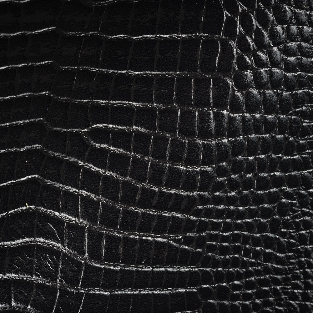 Lorraine Italian Black Semi-Aniline Alligator Embossed Top Grain Cow Leather Hide - Joann Fabrics