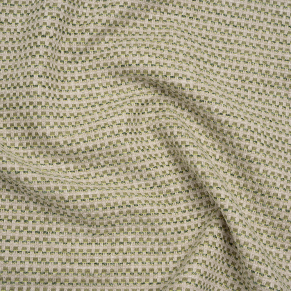 Recycled Polyester and Cotton Basketweave Dobby - Moss Little Squares - British Imported - Joann Fabrics