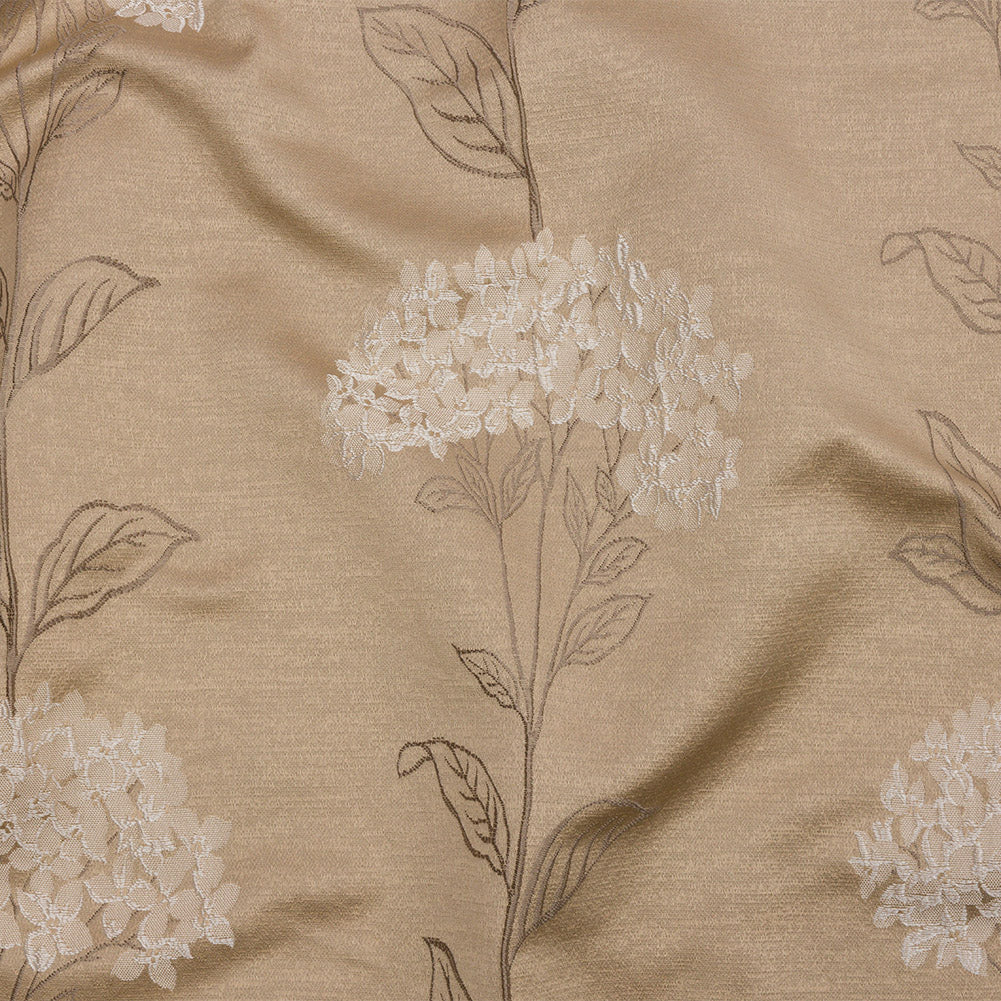 Drapery Jacquard - Caramel Hydrangea Stems - British Imported - Joann Fabrics