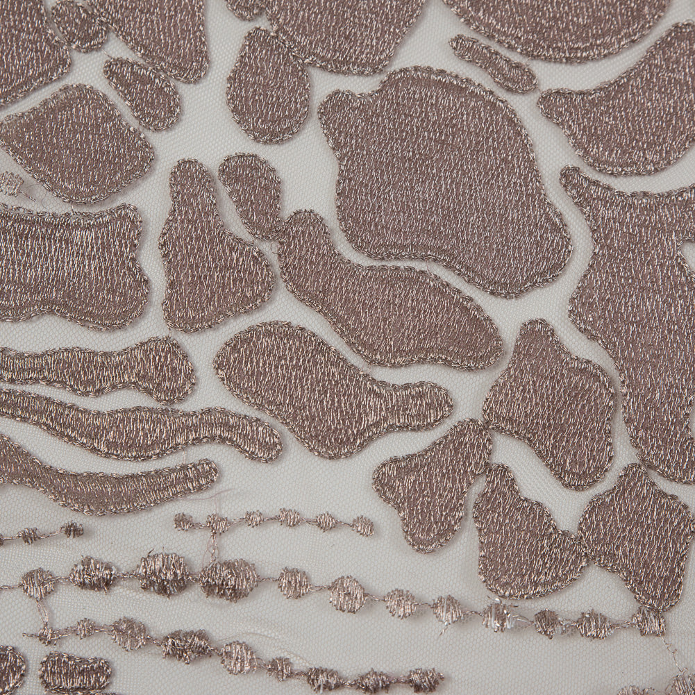 Metallic Mauve Abstract Embroidery on Pink Mesh - Joann Fabrics