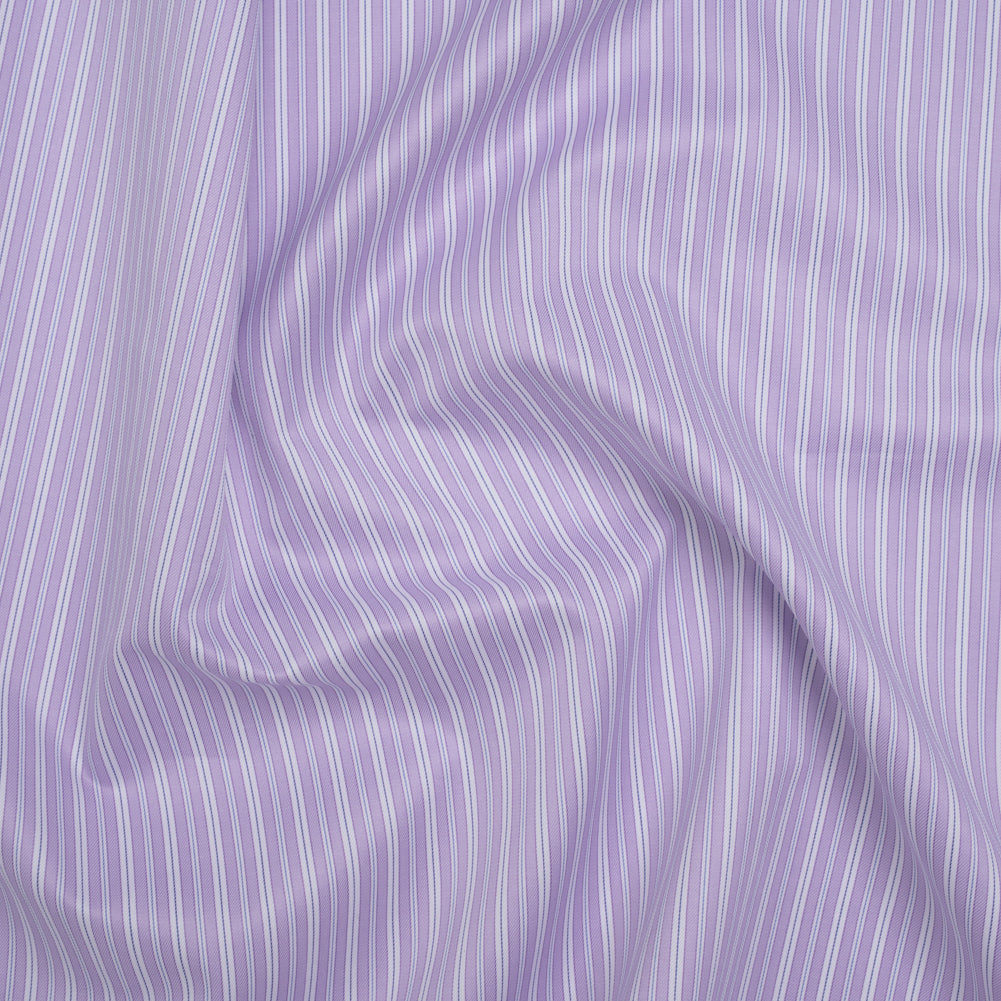 Cotton Twill Shirting - Lavender, White and Light Blue Stripes - Deadstock - Joann Fabrics