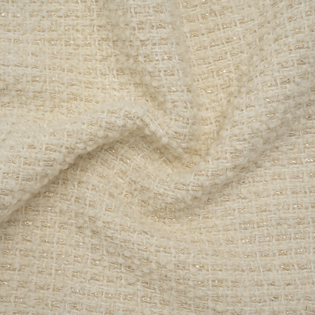 Metallic Wool Boucle Tweed Made in Italy - Ivory and Gold - Deadstock - Joann Fabrics
