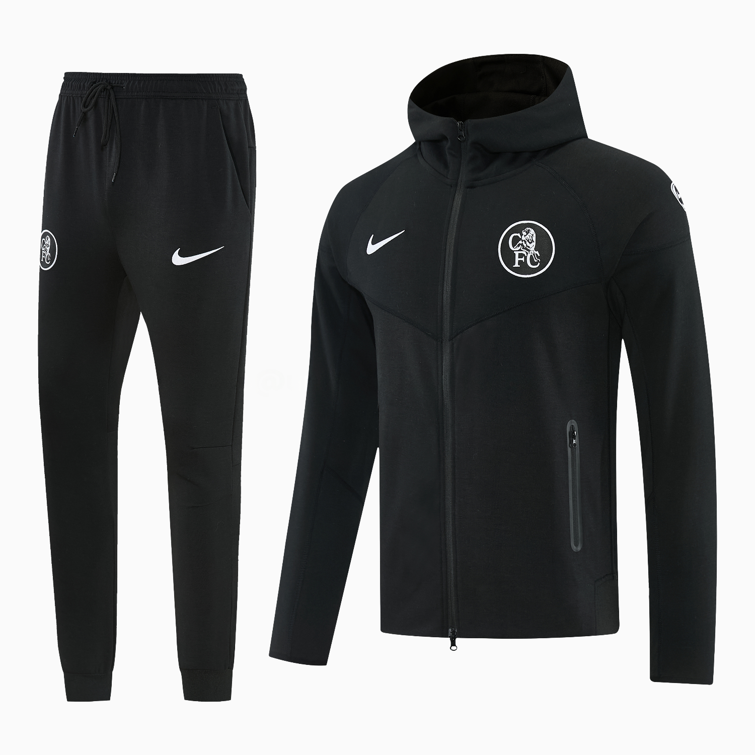 C.H.E.L.S.E.A 2026 Hooded Windbreaker Training Set - Black Top & Pants - UnitedFutballJersey
