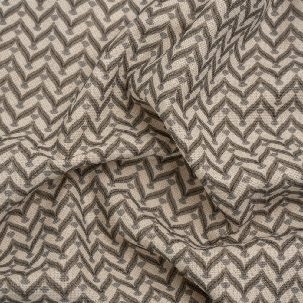 Cotton and Linen Canvas Print - Smoke Leafy Chevrons - British Imported - Joann Fabrics