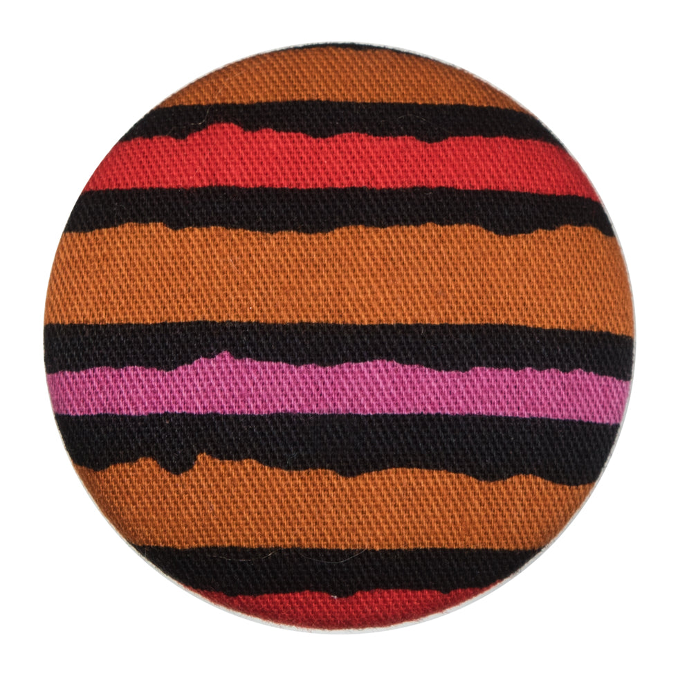 Black, Orange and Pink Striped Fabric Covered Button - 60L/38mm - Joann Fabrics