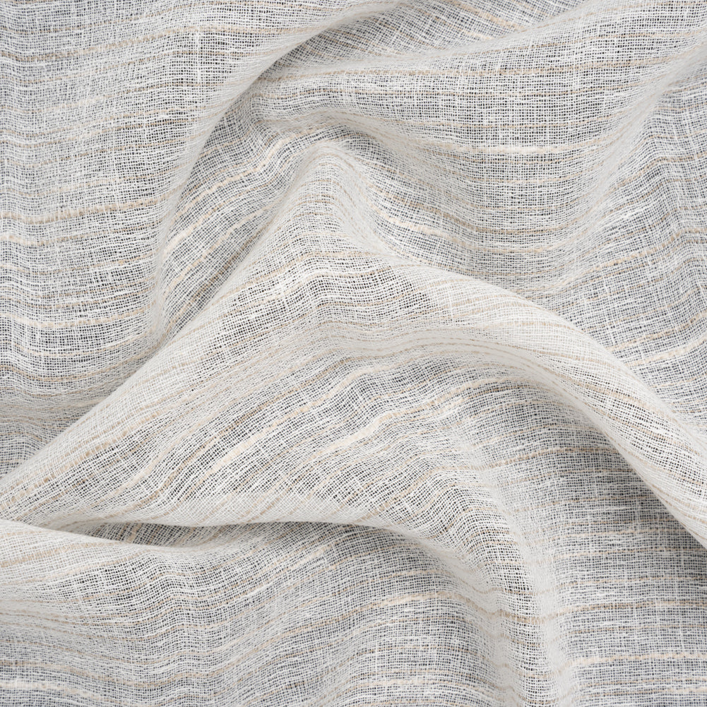 Creped Gauzy Double Wide Drapery Sheers Fabric - Driftwood Slubbed Stripes - British Imported - Joann Fabrics