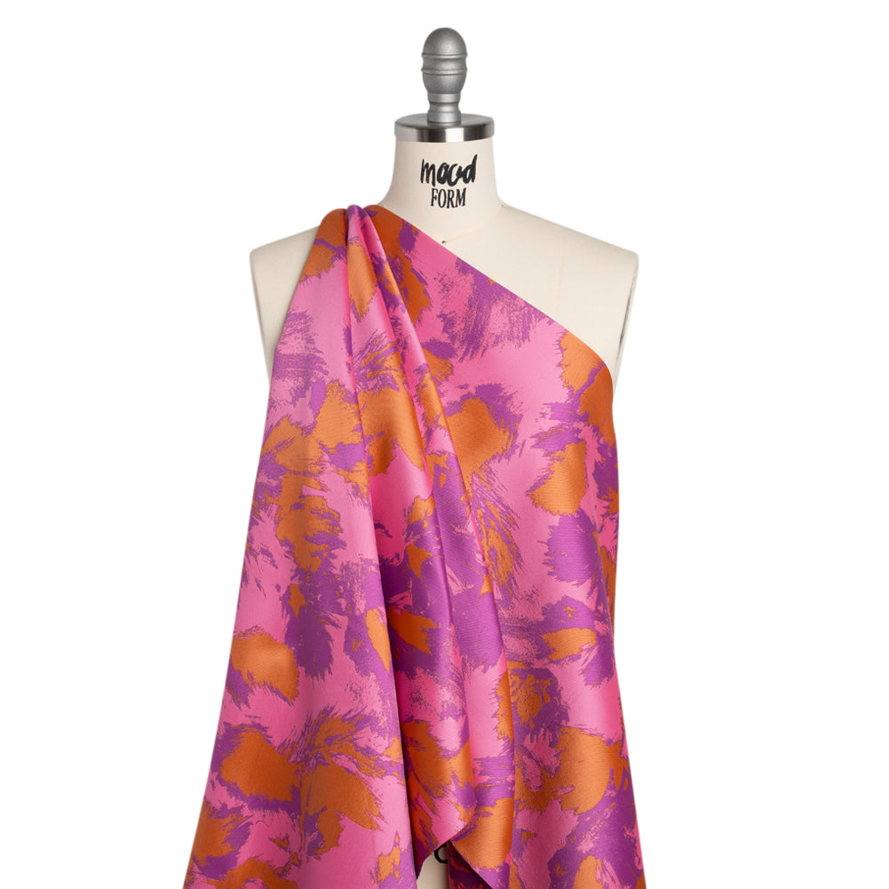 Luxury Polyester Brocade - Orange, Pink and Orchid Purple Abstract Brushstrokes - Joann Fabrics