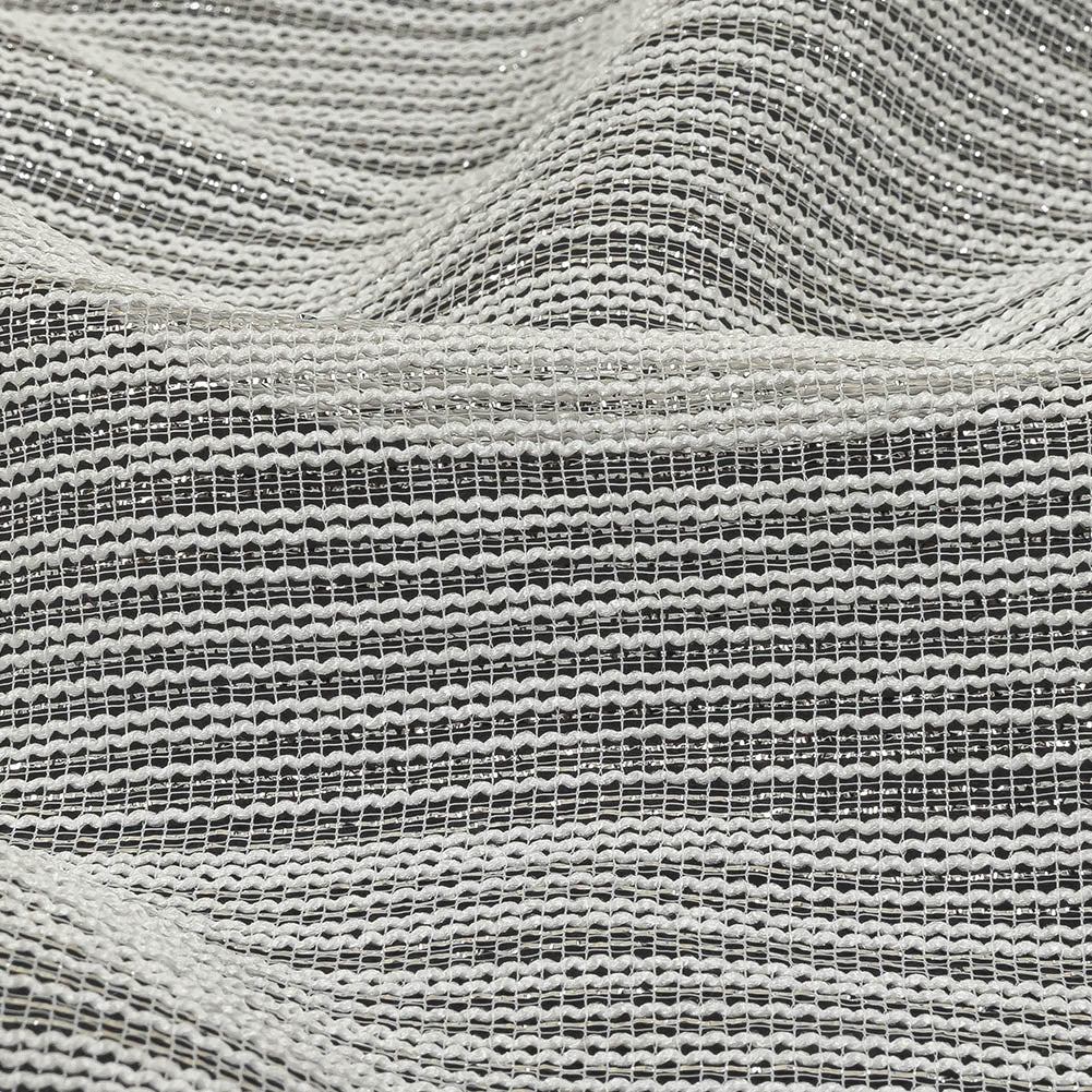 Metallic Silver and White Barcode Stripes Luxe Novelty Mesh - Joann Fabrics