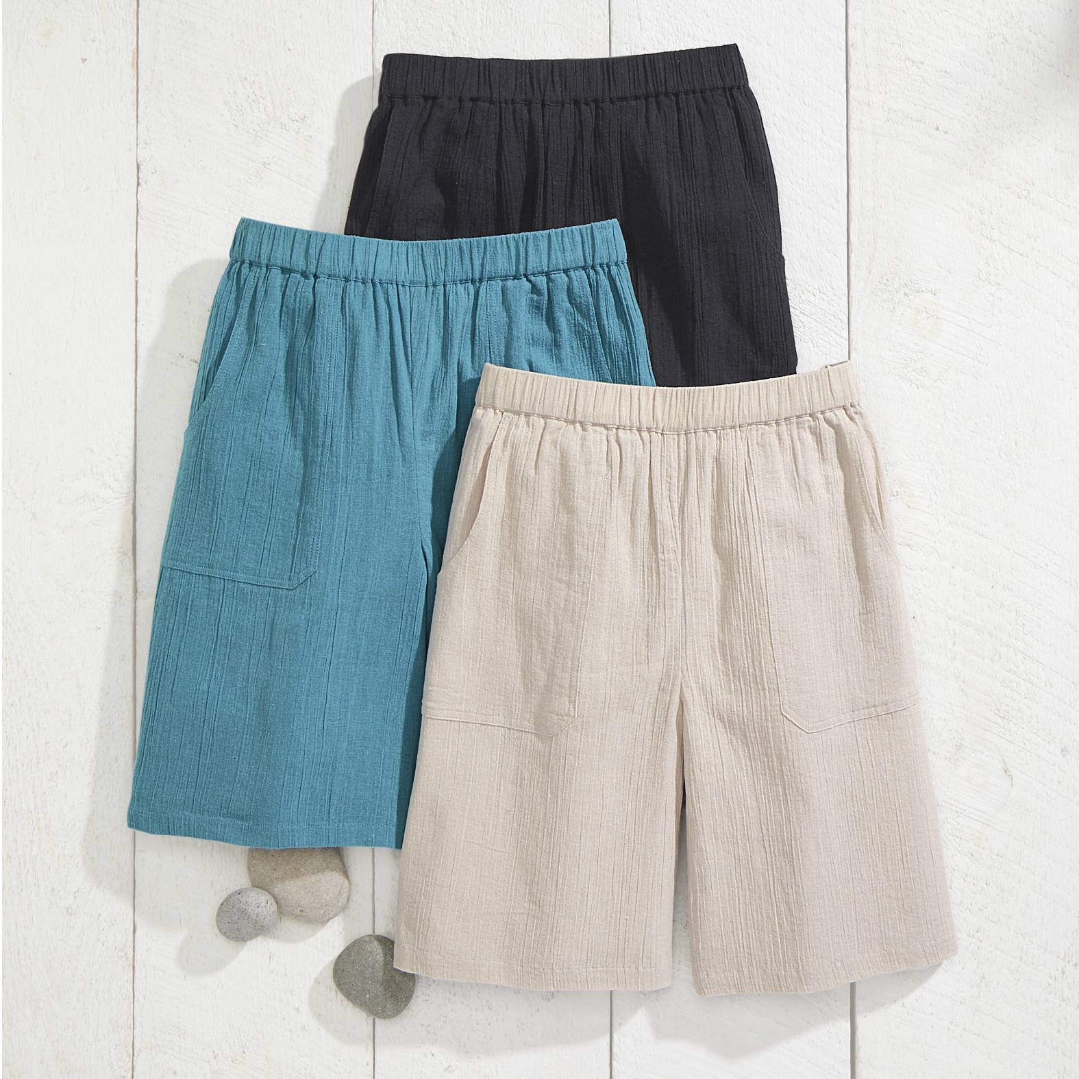 Crinkle Cotton Pull-On Shorts - Northstyle Catalog