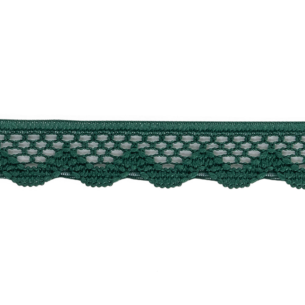 Hunter Green Scalloped Edge Lace Geometric Trimming - 0.5