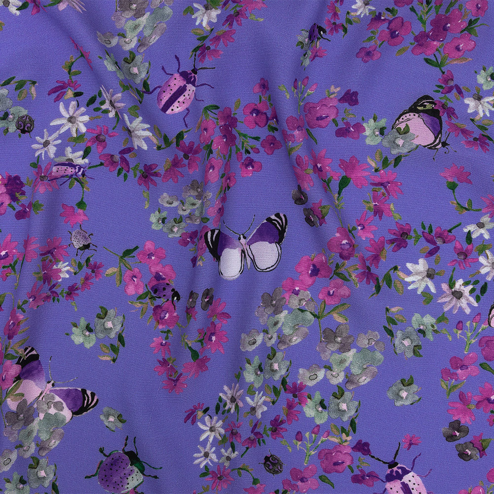 Sustainable Viscose Woven Print - Lavender Butterflies and Flowers - Mood Exclusive Mariposa Oasis - Joann Fabrics