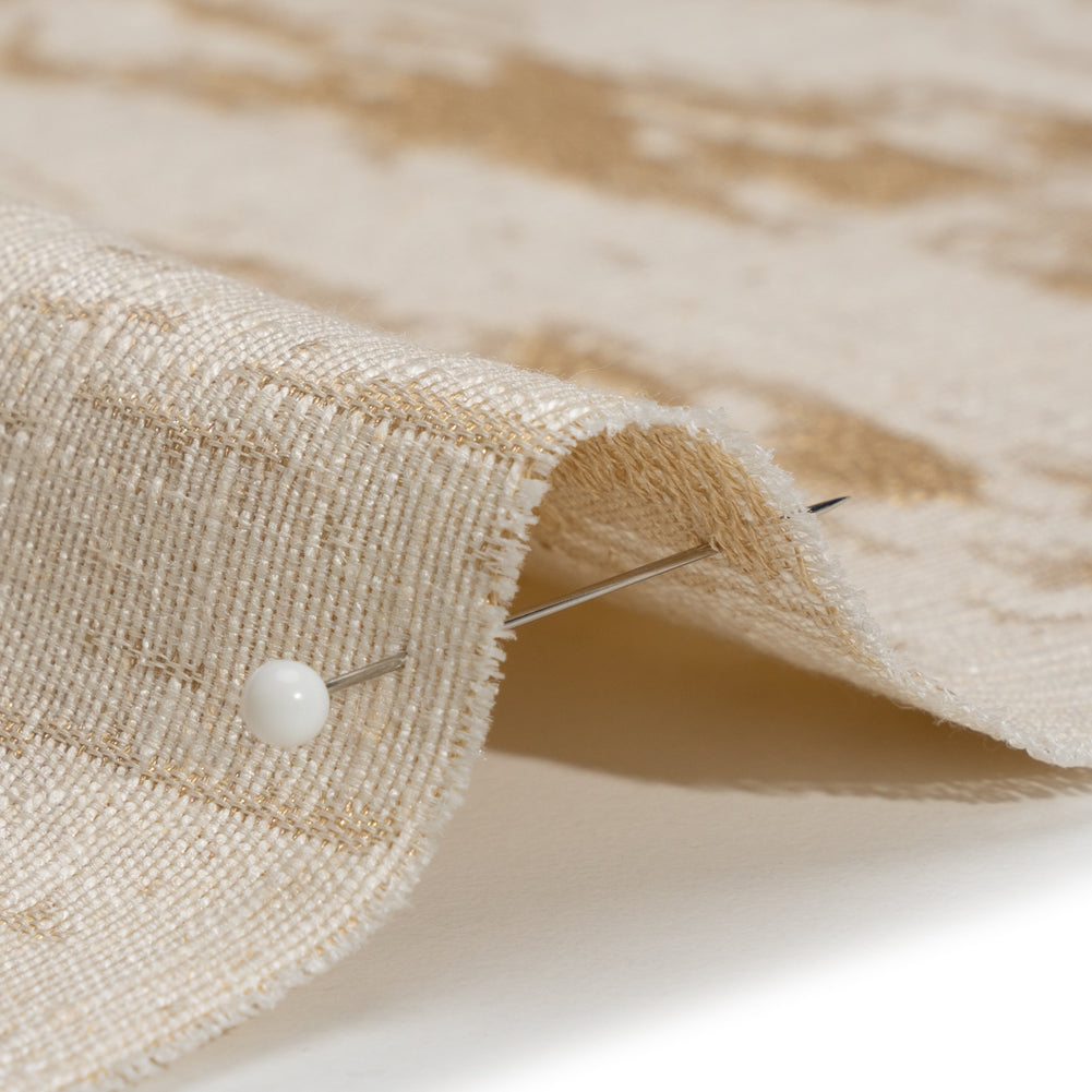 Ivory and Gold Abstract Viscose, Polyester and Linen Drapery Jacquard - Joann Fabrics