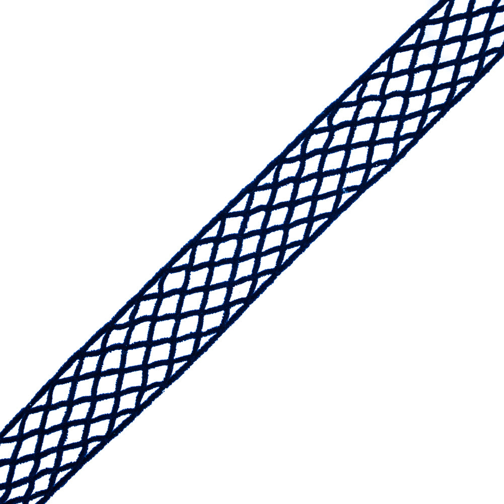 Navy Criss Cross Chenille Trim - 1.5