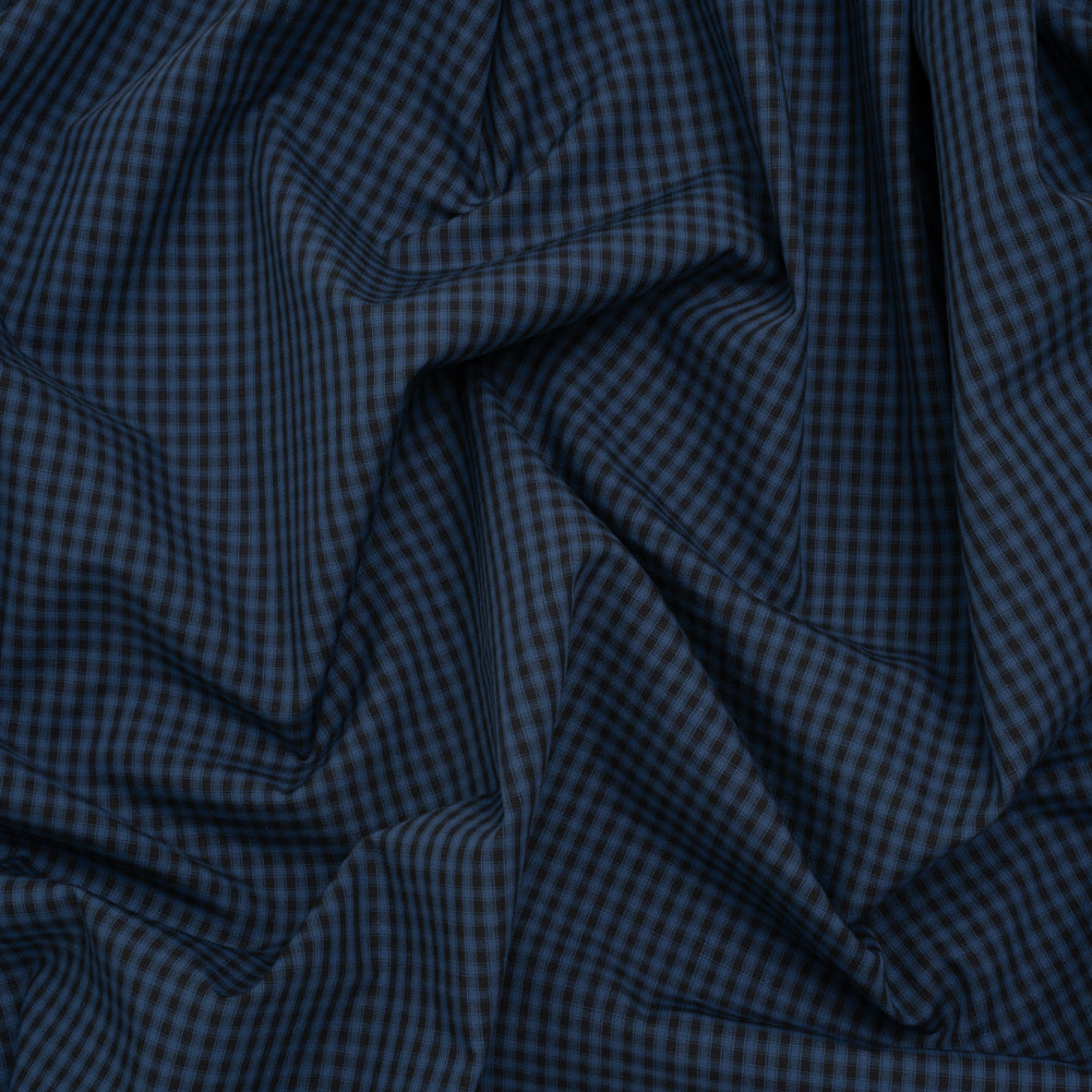 Cotton Shirting - Dark Blue and Black Check Plaid - Deadstock - Joann Fabrics