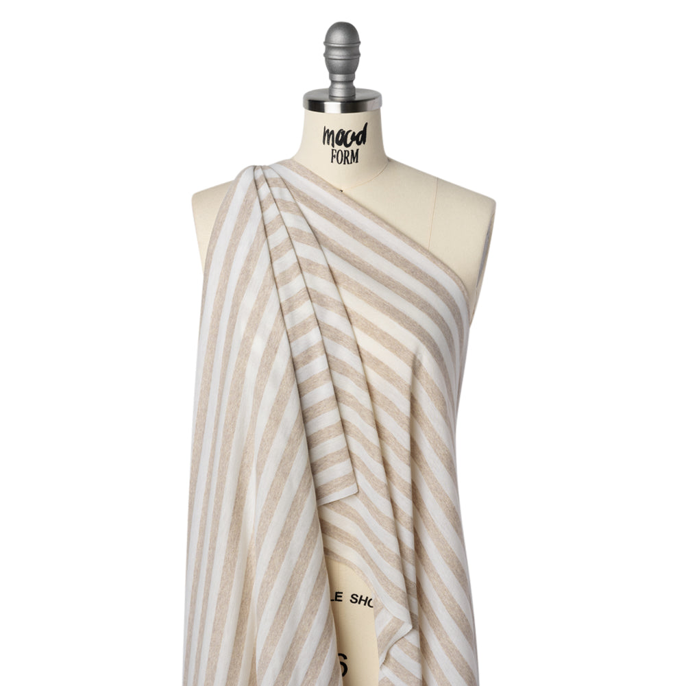 Lightweight Cotton and Polyester Jersey - Beige and White Stripes - Deadstock - Joann Fabrics