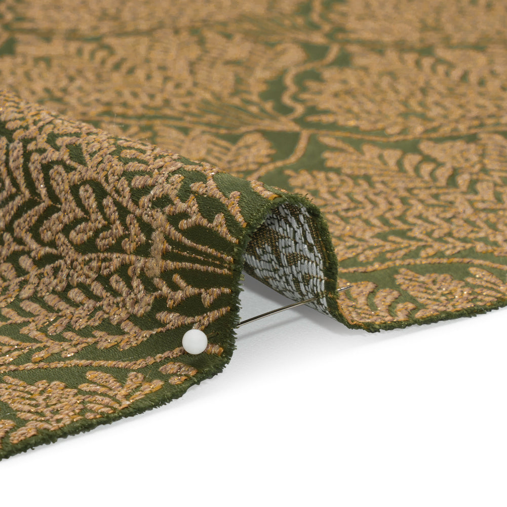 Metallic Drapery Jacquard - Olive Leafy Fans - British Imported - Joann Fabrics