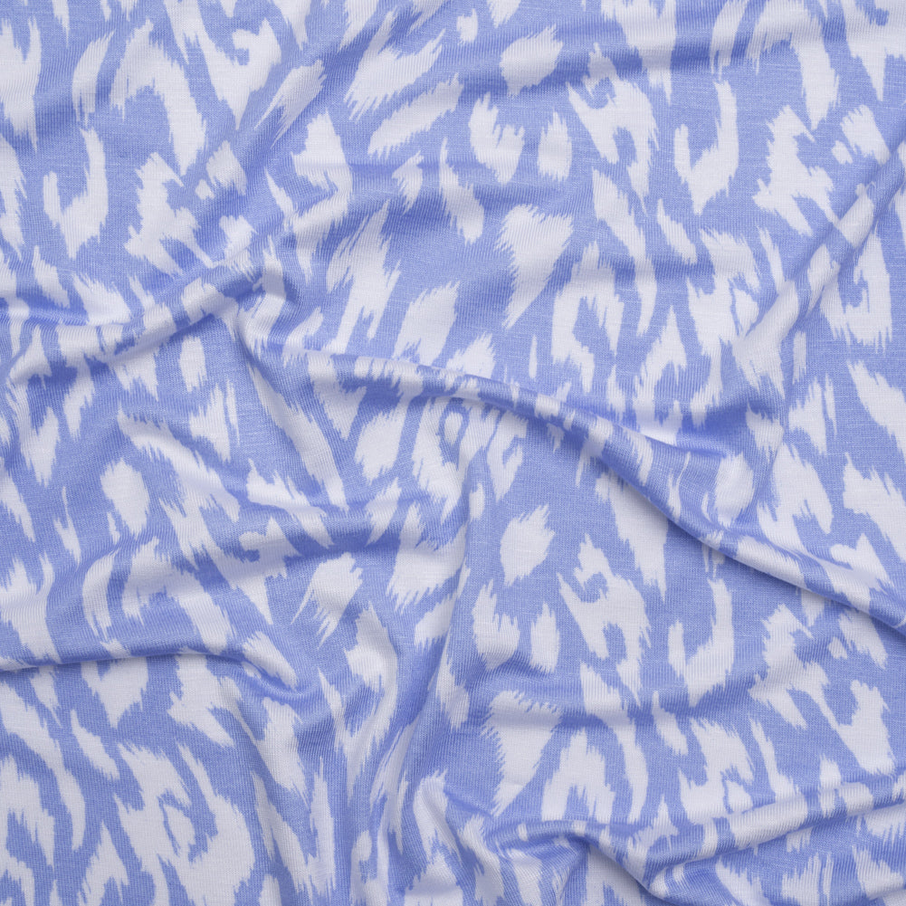 Stretch Rayon Jersey - Periwinkle and White Animal Spots - Deadstock - Joann Fabrics
