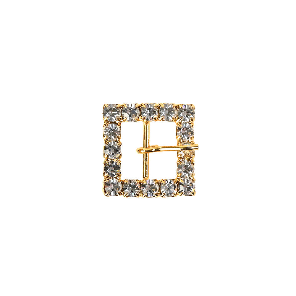 Swarovski Crystal and Gold Square Rhinestone Buckle - 0.625