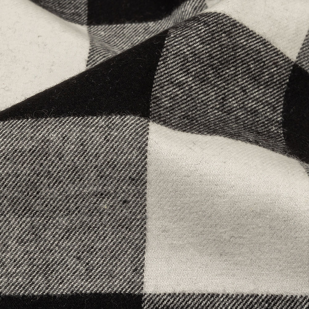 Balenciaga Italian Black and White Alyssum Buffalo Check Brushed Cotton Twill Flannel - Joann Fabrics